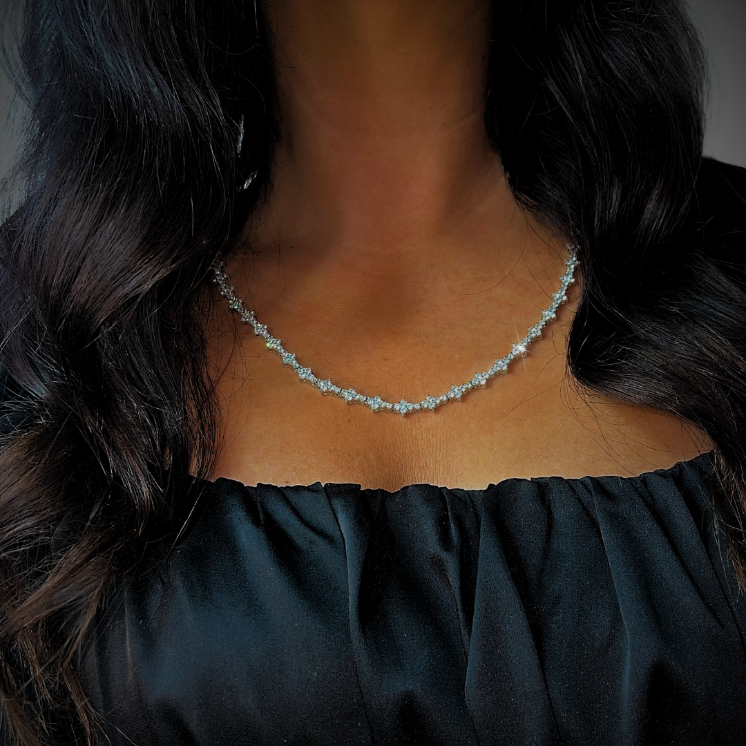 ICED ROSECOMB HALSKETTE - WEISSGOLD