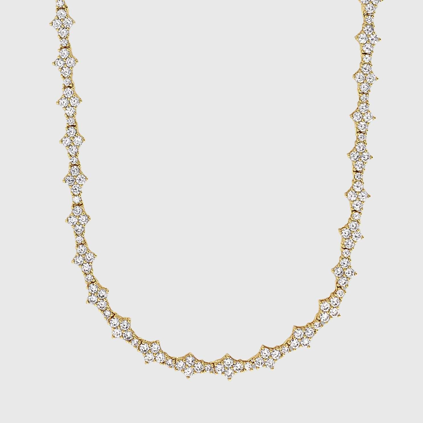 ICED ROSECOMB HALSKETTE - 18K GOLD