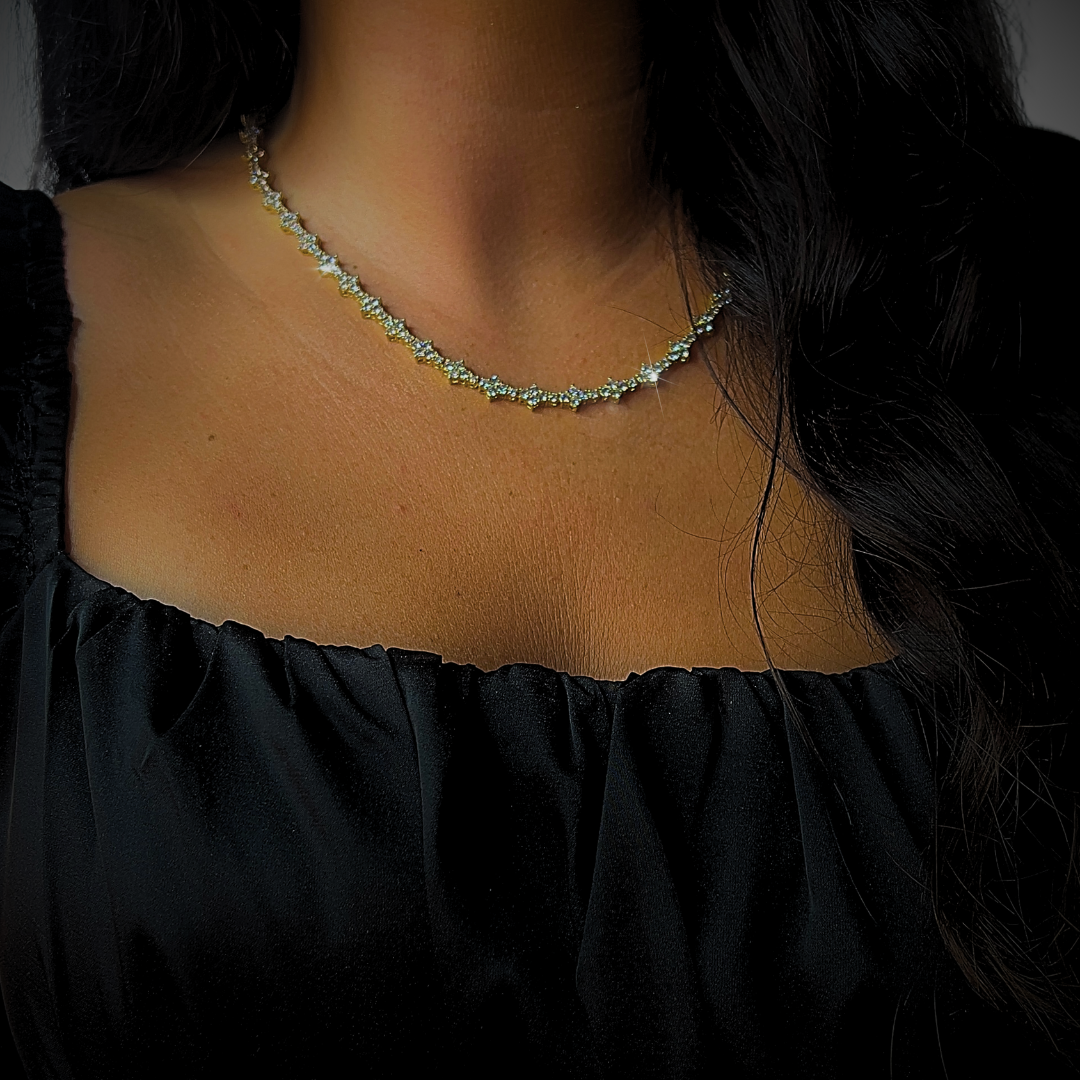 ICED ROSECOMB HALSKETTE - 18K GOLD