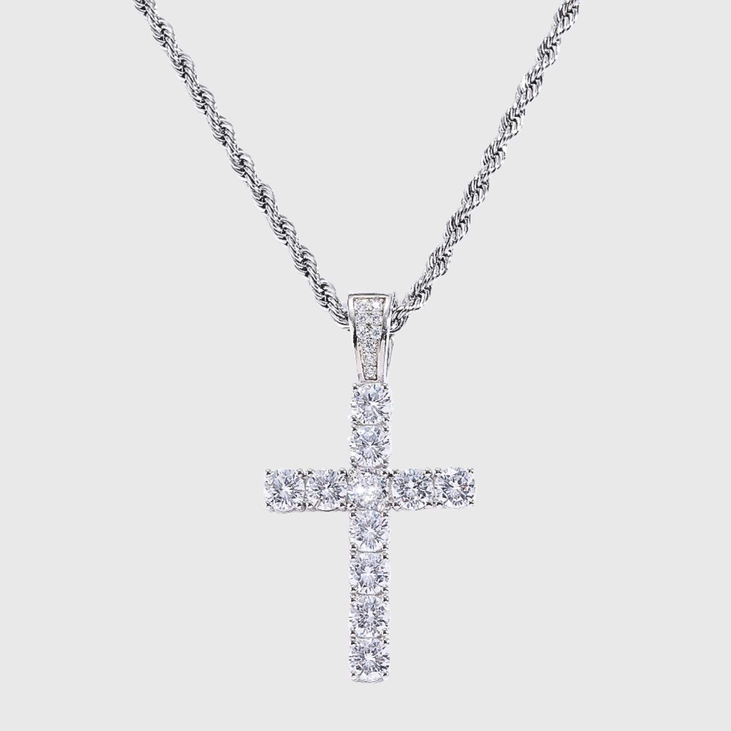 ICE KREUZ ANHÄNGER S925 - WEISSGOLD