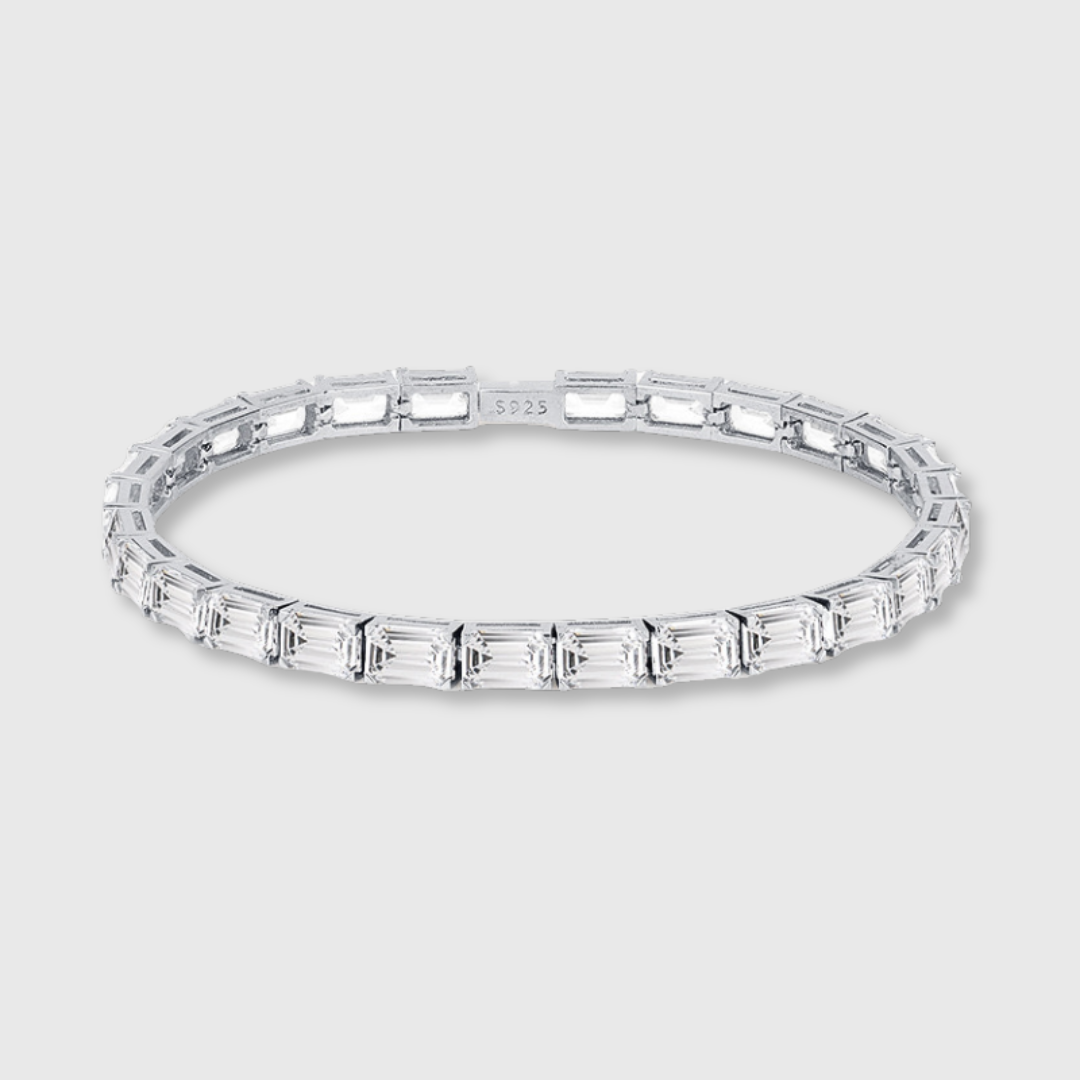 ICED BIG BAGUETTES ARMBAND S925 - WEISSGOLD