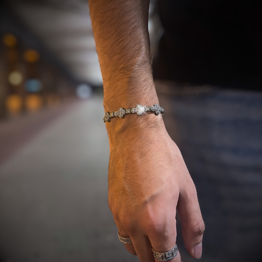 ICED CROSSFLOWER ARMBAND - WEISSGOLD