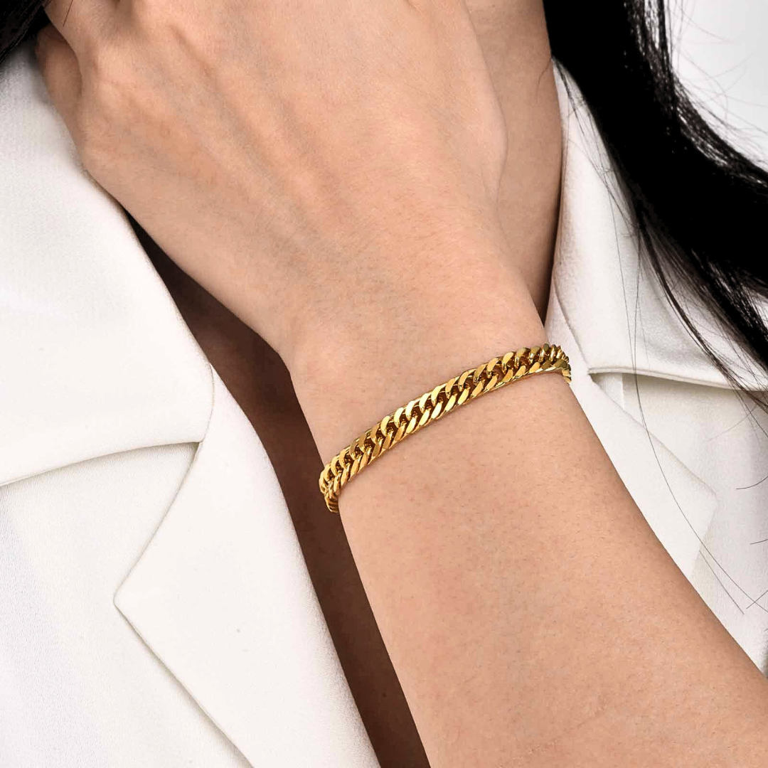 CLEAN CUBANA ARMBAND - 8MM 18K GOLD