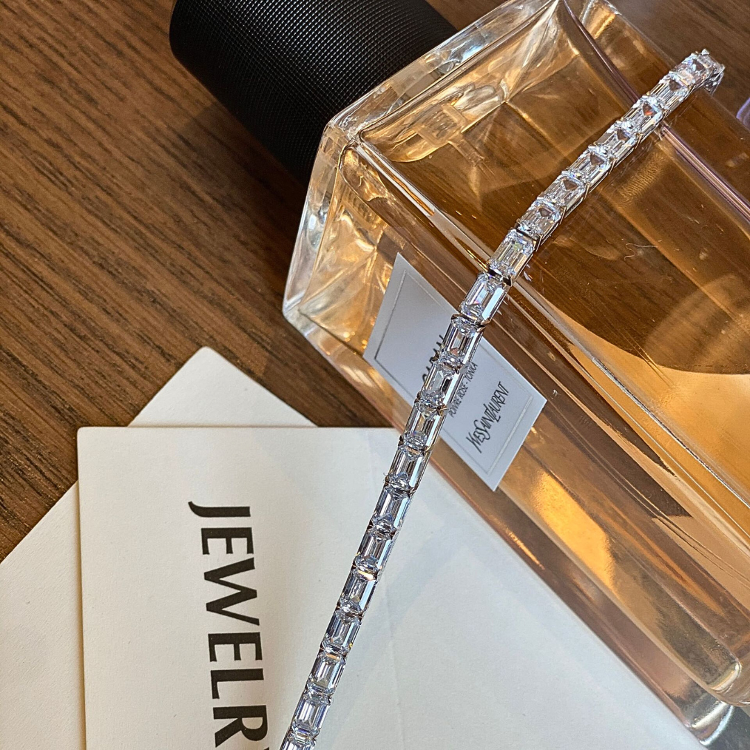 ICED BIG BAGUETTES ARMBAND S925 - WEISSGOLD