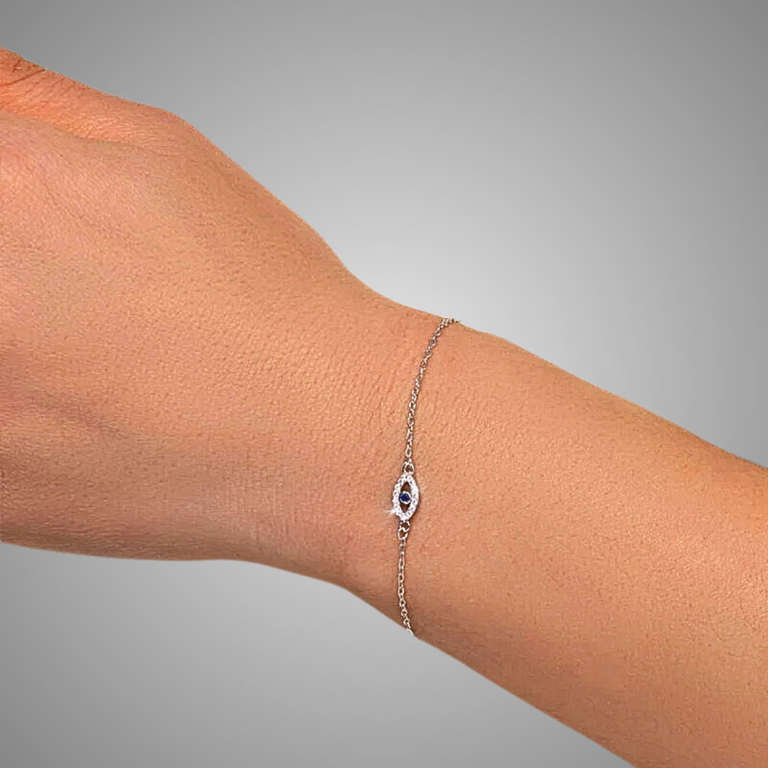 EVIL EYE ARMBAND S925 - WEISSGOLD