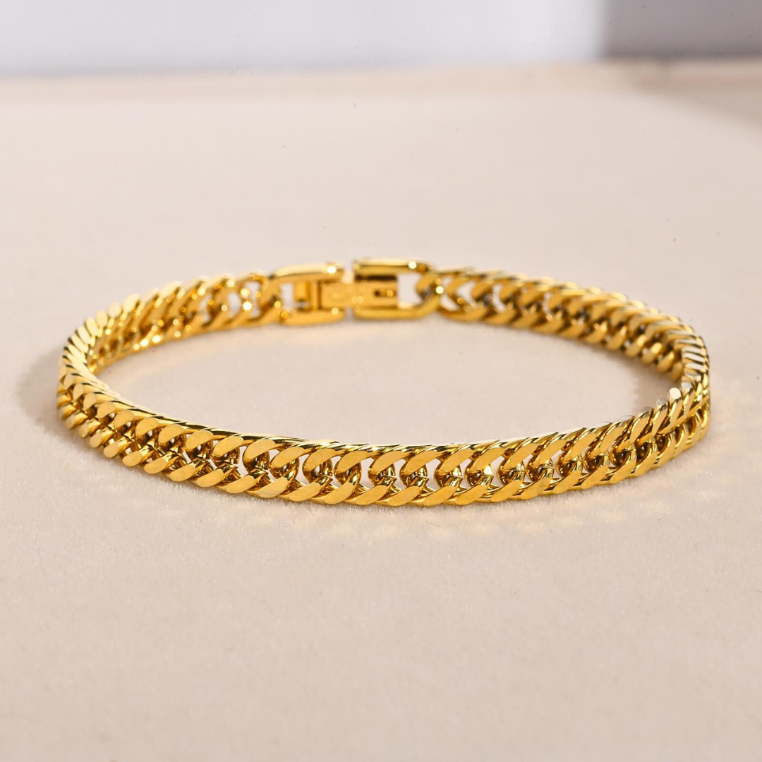 CLEAN CUBANA ARMBAND - 8MM 18K GOLD