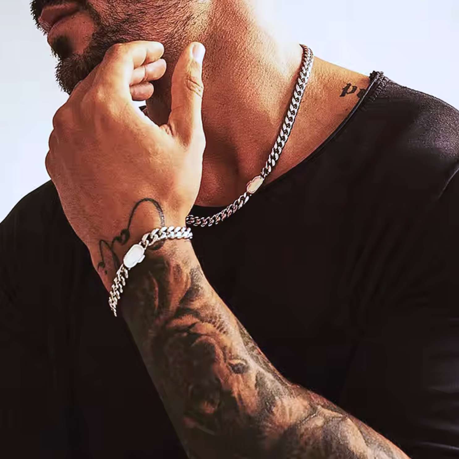 Clean Cuban Halskette 8MM - Weissgold