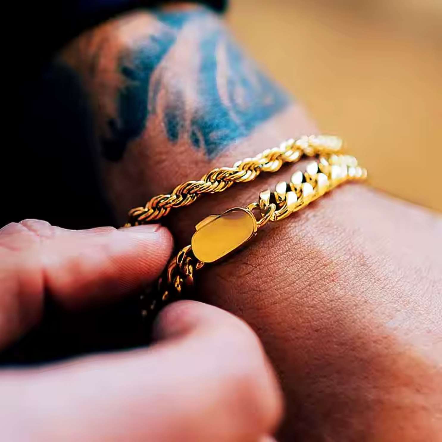 Clean Cuban Armband 8MM - 18K Gold