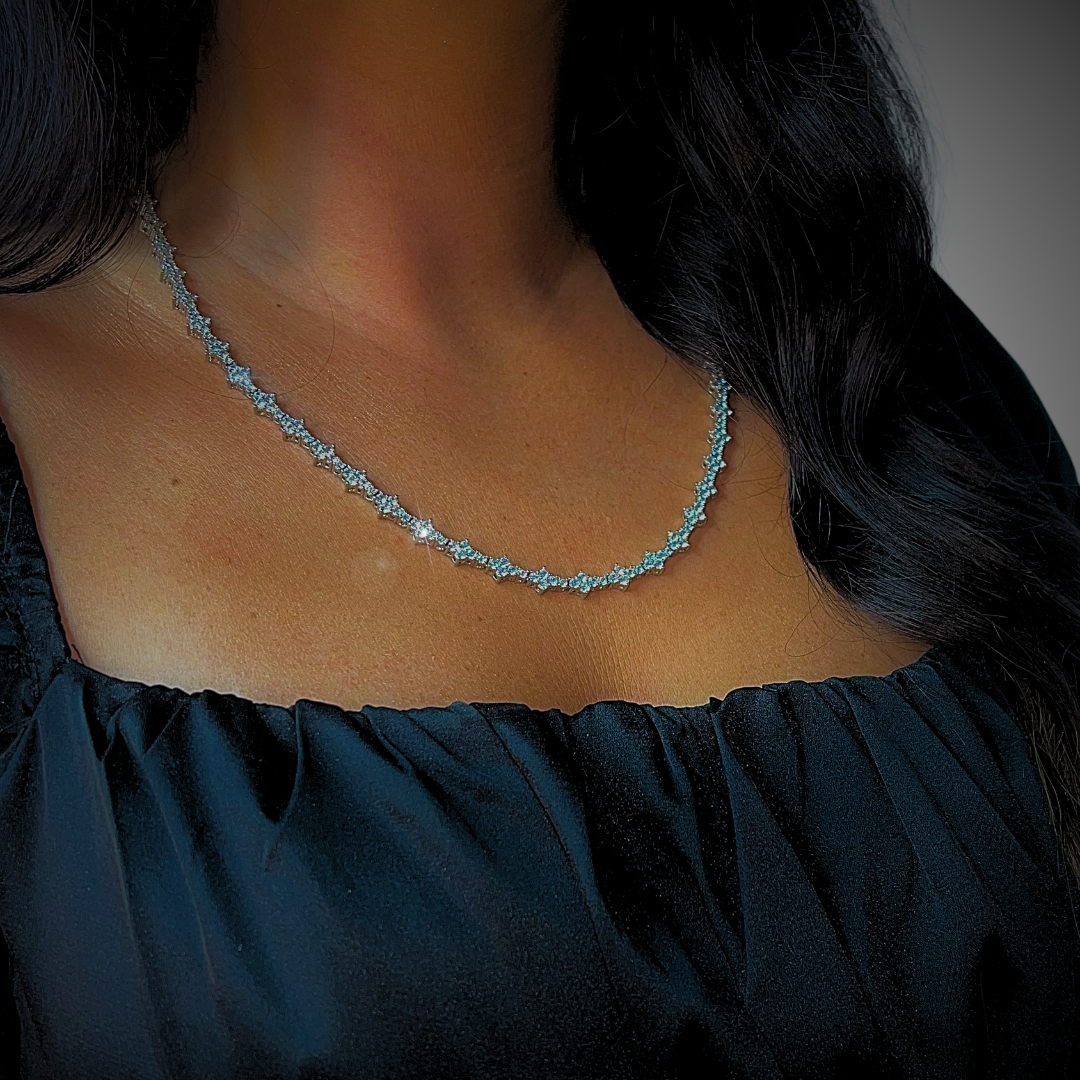 ICED ROSECOMB HALSKETTE - WEISSGOLD