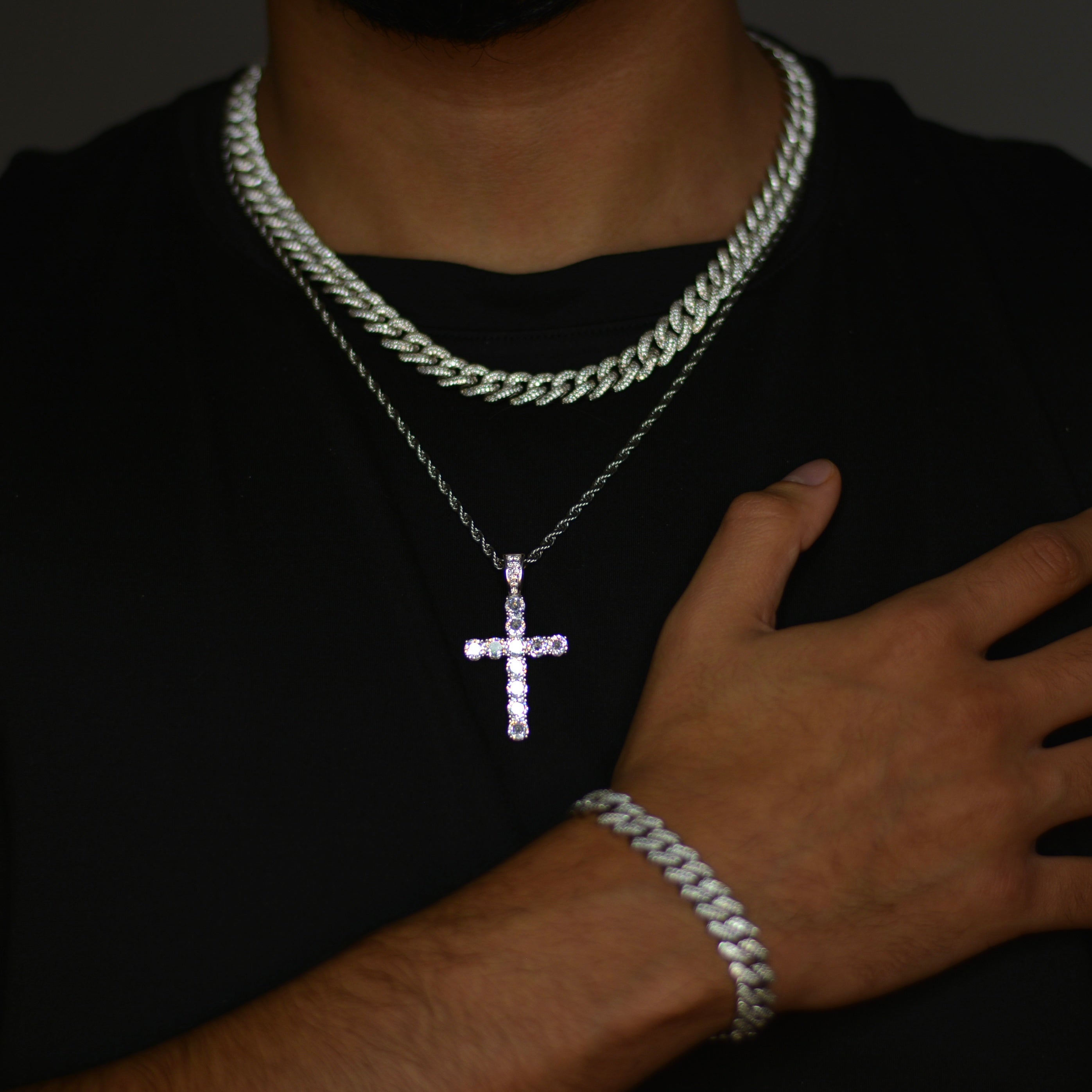 Premium Iced Cuban Blessed Set 10MM - Weissgold