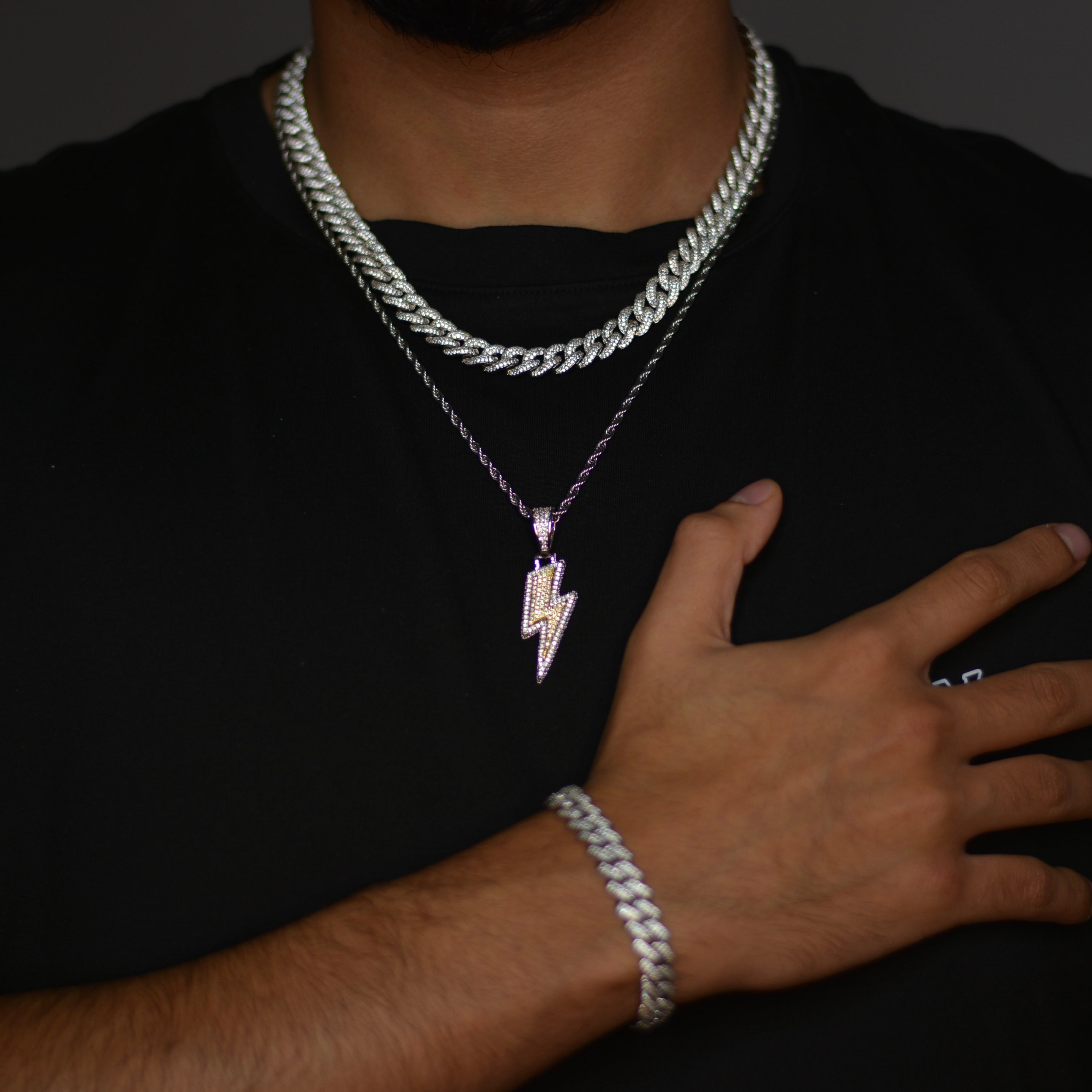 Premium Iced Cuban Blitz Set 10MM - Weissgold