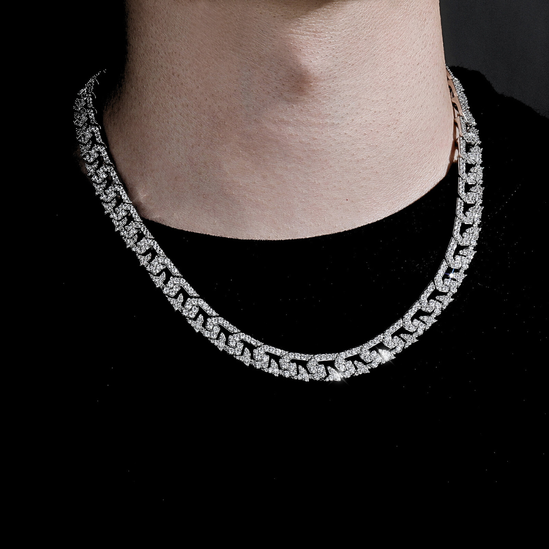 CHUNKY CUBAN HALSKETTE - WEISSGOLD