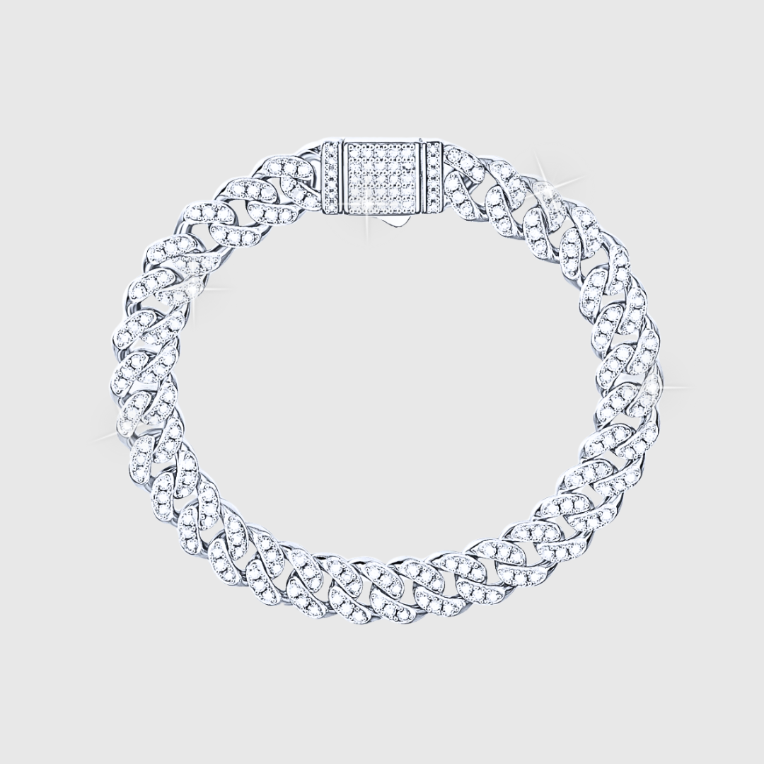 MOISSANIT ICY CUBANA ARMBAND S925 - WEISSGOLD