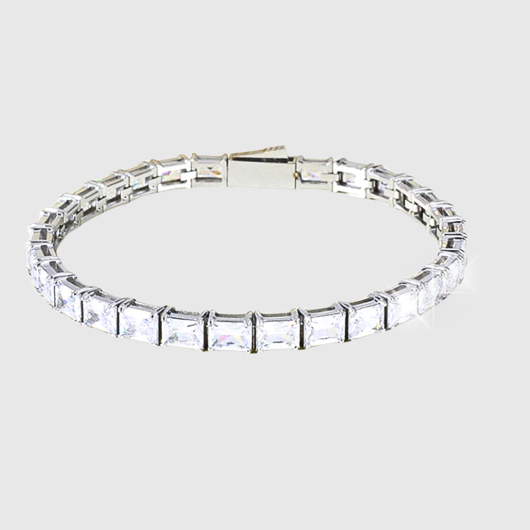 ICED TENNIS BAGUETTE ARMBAND - 4MM WEISSGOLD