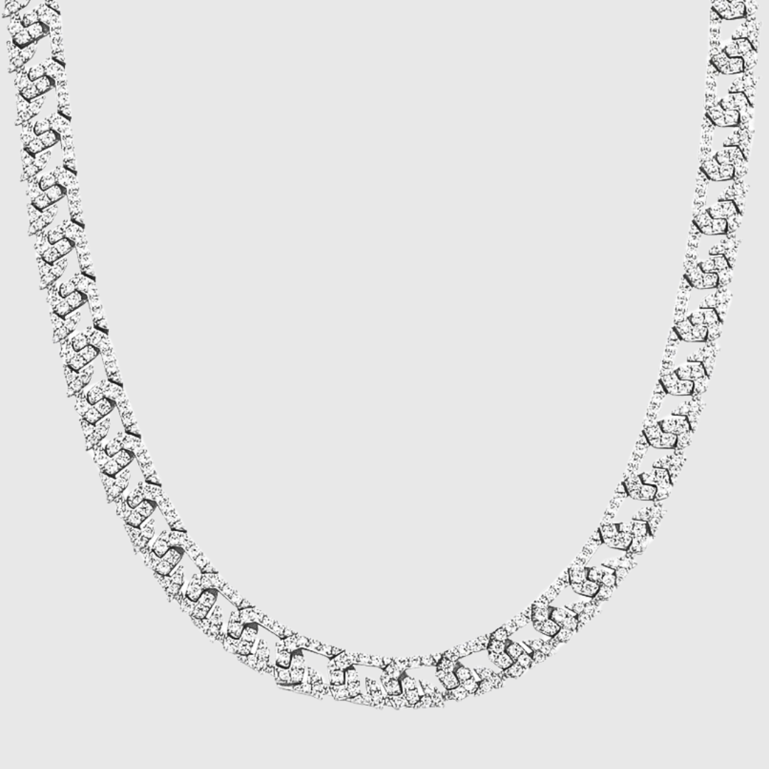 CHUNKY CUBAN HALSKETTE - WEISSGOLD