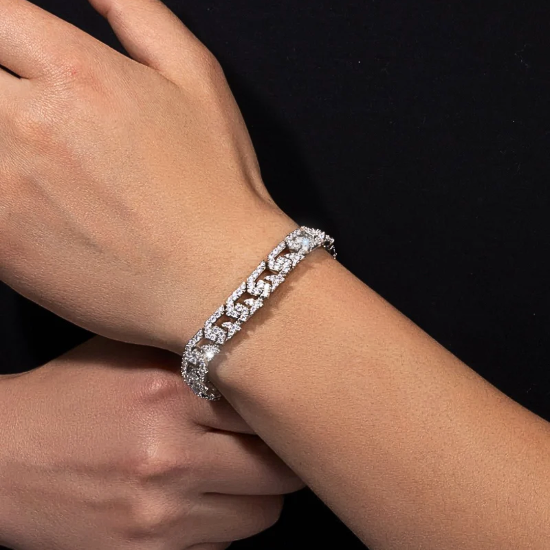 CHUNKY CUBAN ARMBAND - WEISSGOLD