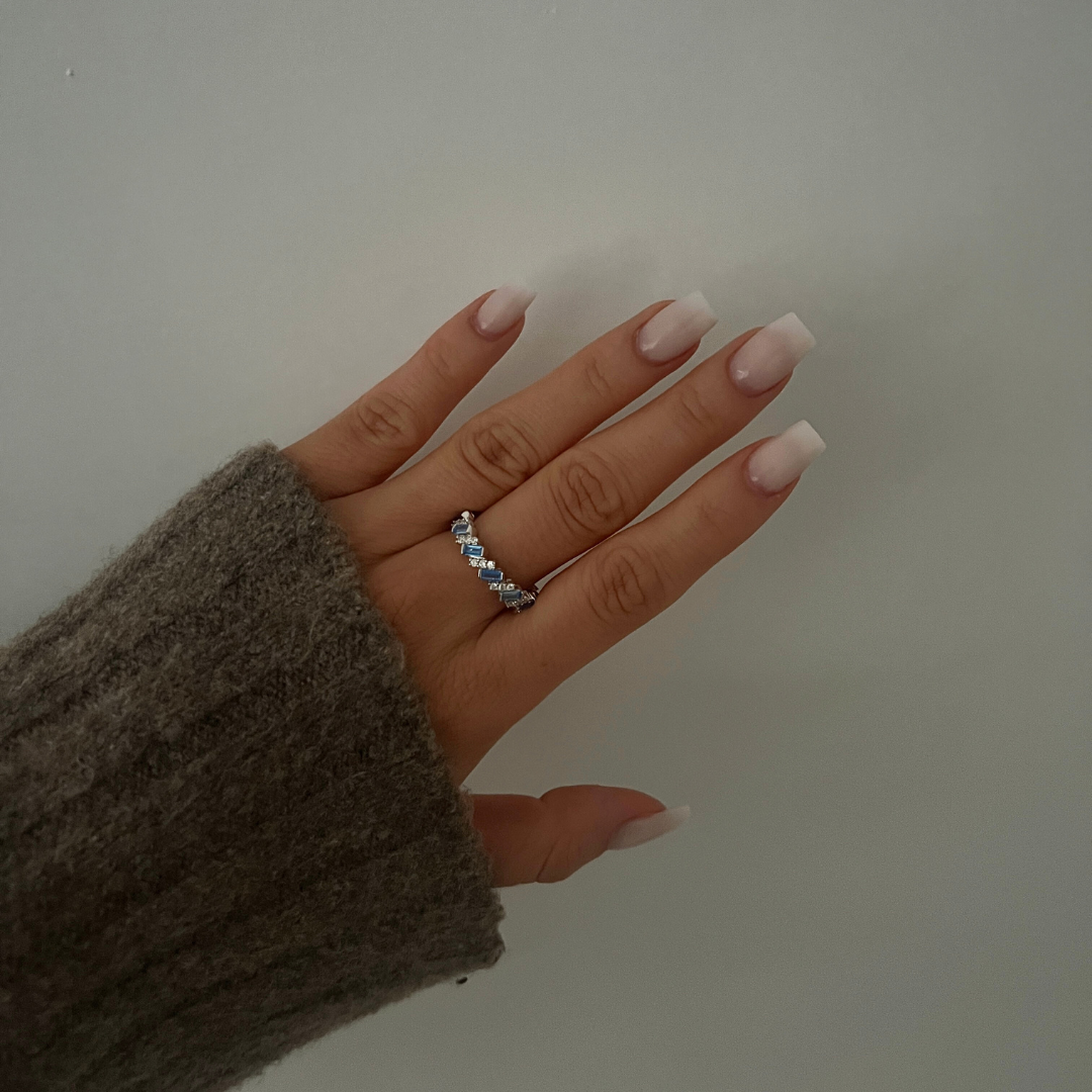 BLUE OCEAN ICE RING - S925 WEISSGOLD