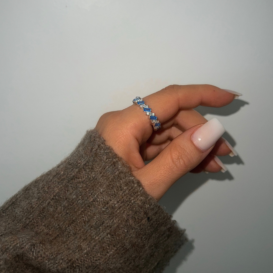 BLUE OCEAN ICE RING - S925 WEISSGOLD