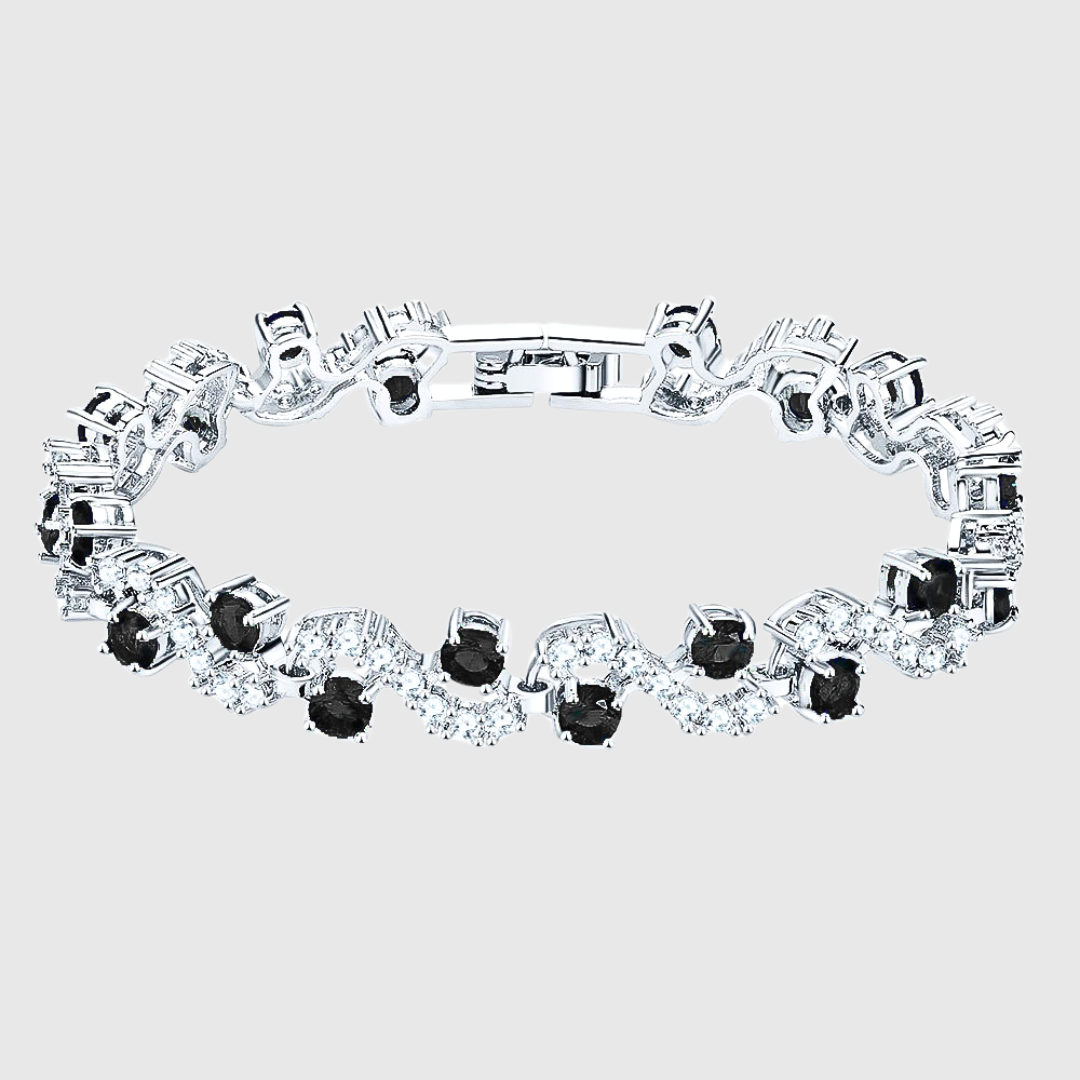 ICED ARCTIC WAVE ARMBAND - WEISSGOLD ONYX BLACK EDITION