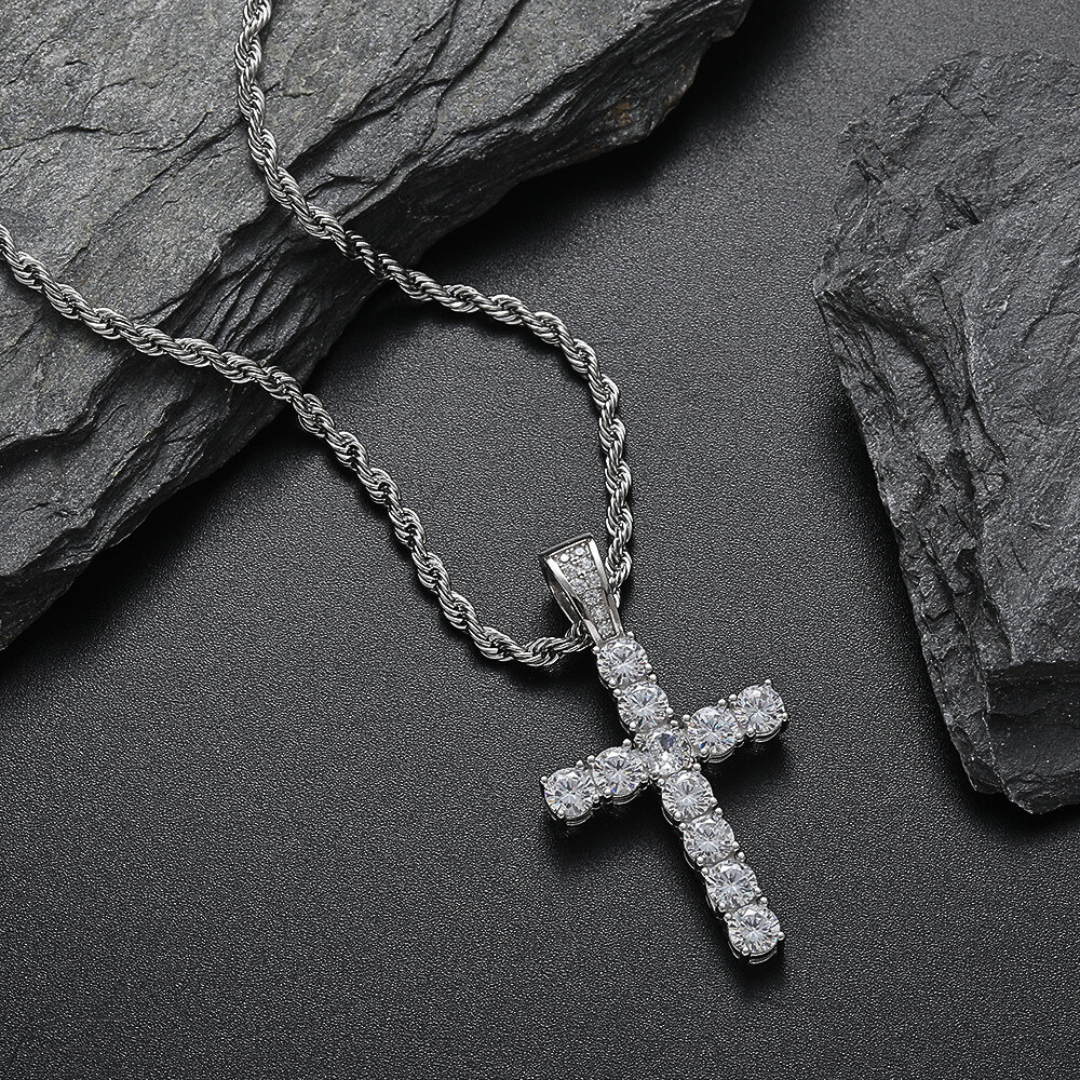 ICE KREUZ ANHÄNGER S925 - WEISSGOLD