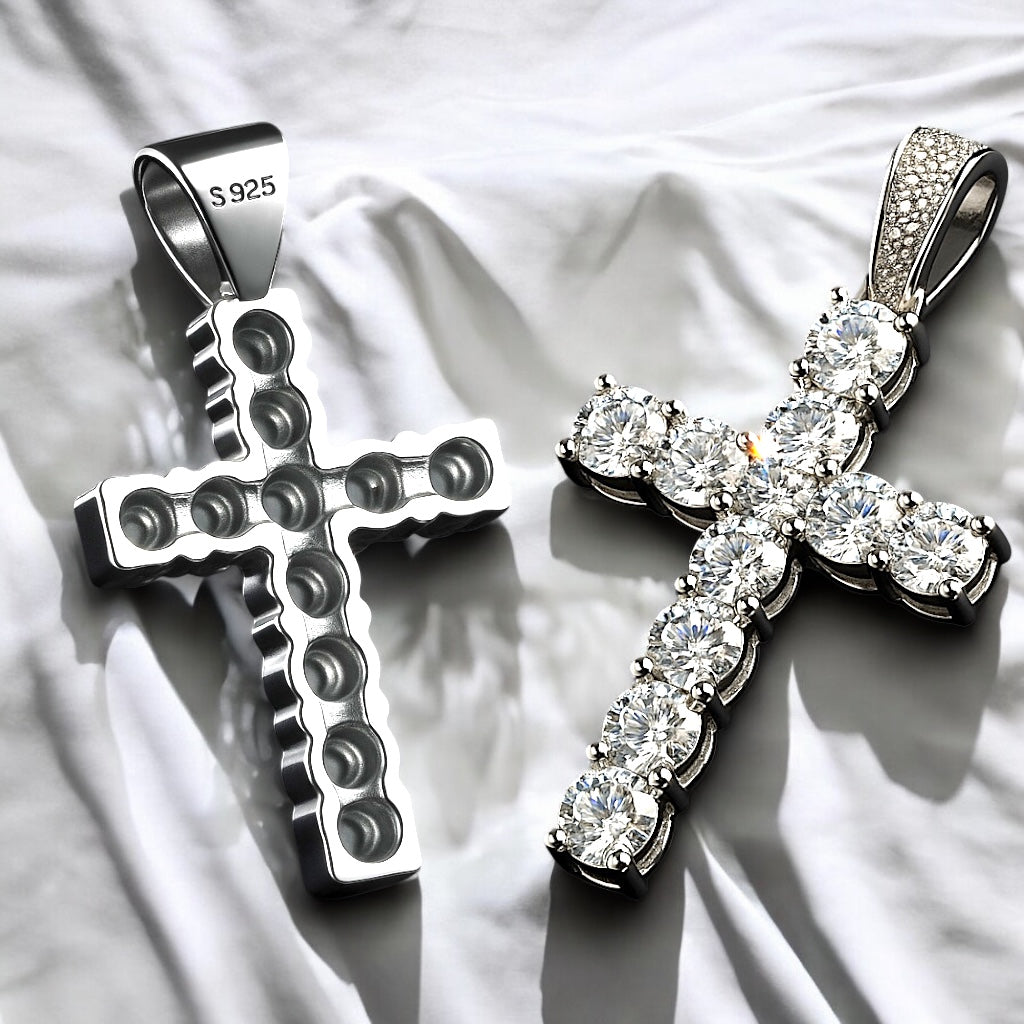 ICE KREUZ ANHÄNGER S925 - WEISSGOLD