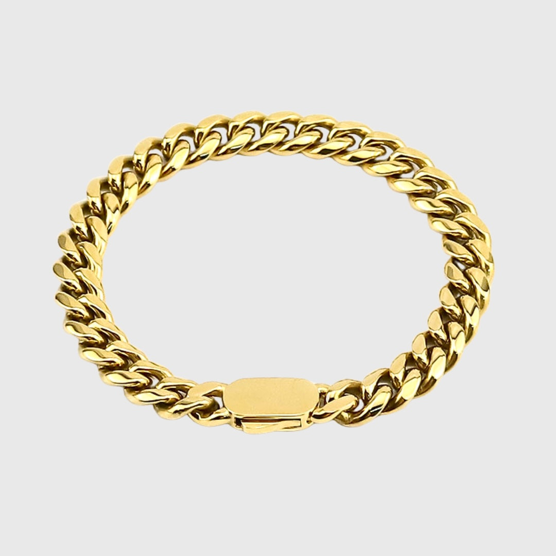 Clean Cuban Armband 8MM - 18K Gold