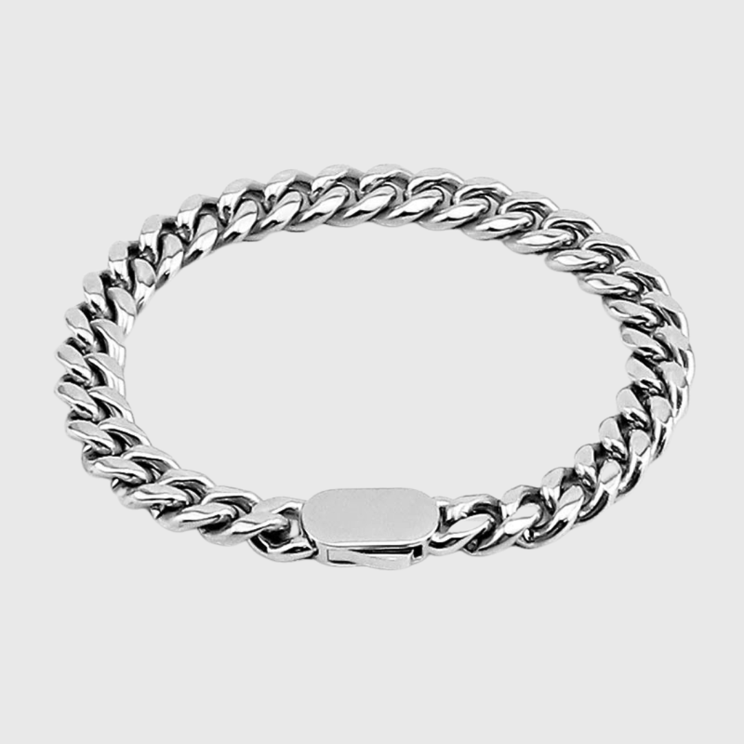 Clean Cuban Armband 8MM - Weissgold