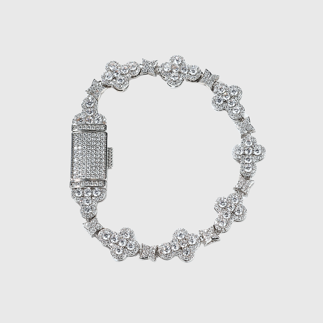 ICED CROSSFLOWER ARMBAND - WEISSGOLD