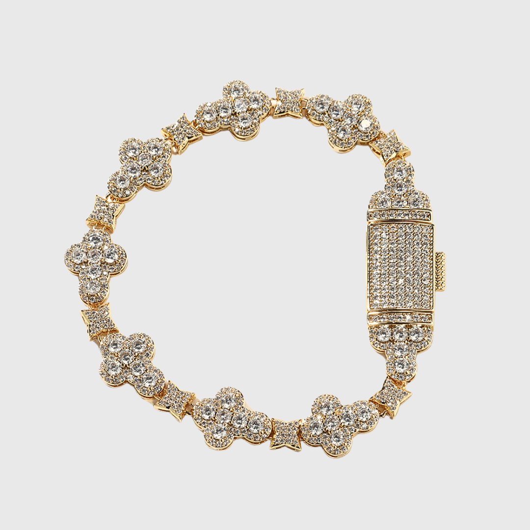 ICED CROSSFLOWER ARMBAND - 18K GOLD