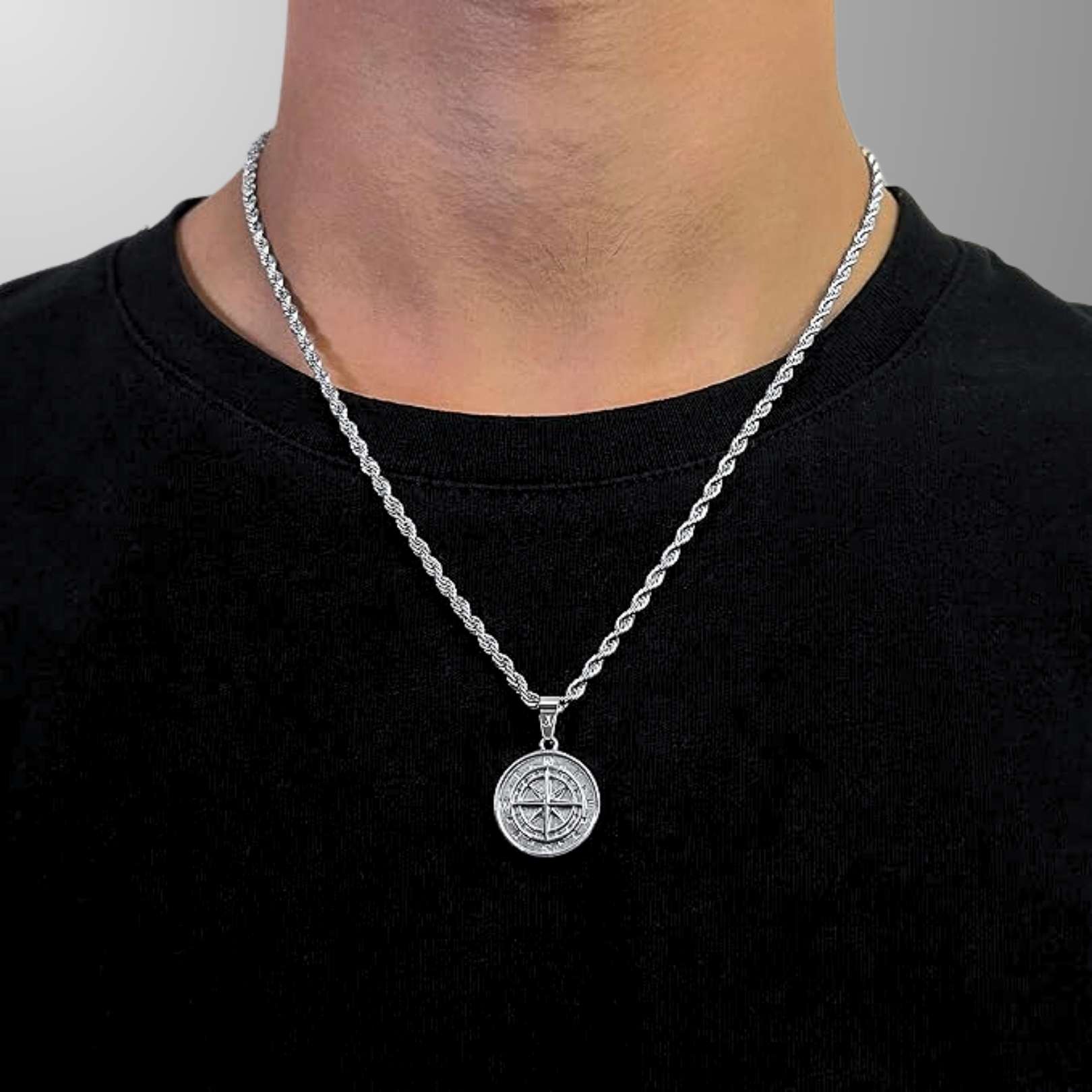 CLEAN KOMPASS ANHÄNGER S925 - WEISSGOLD