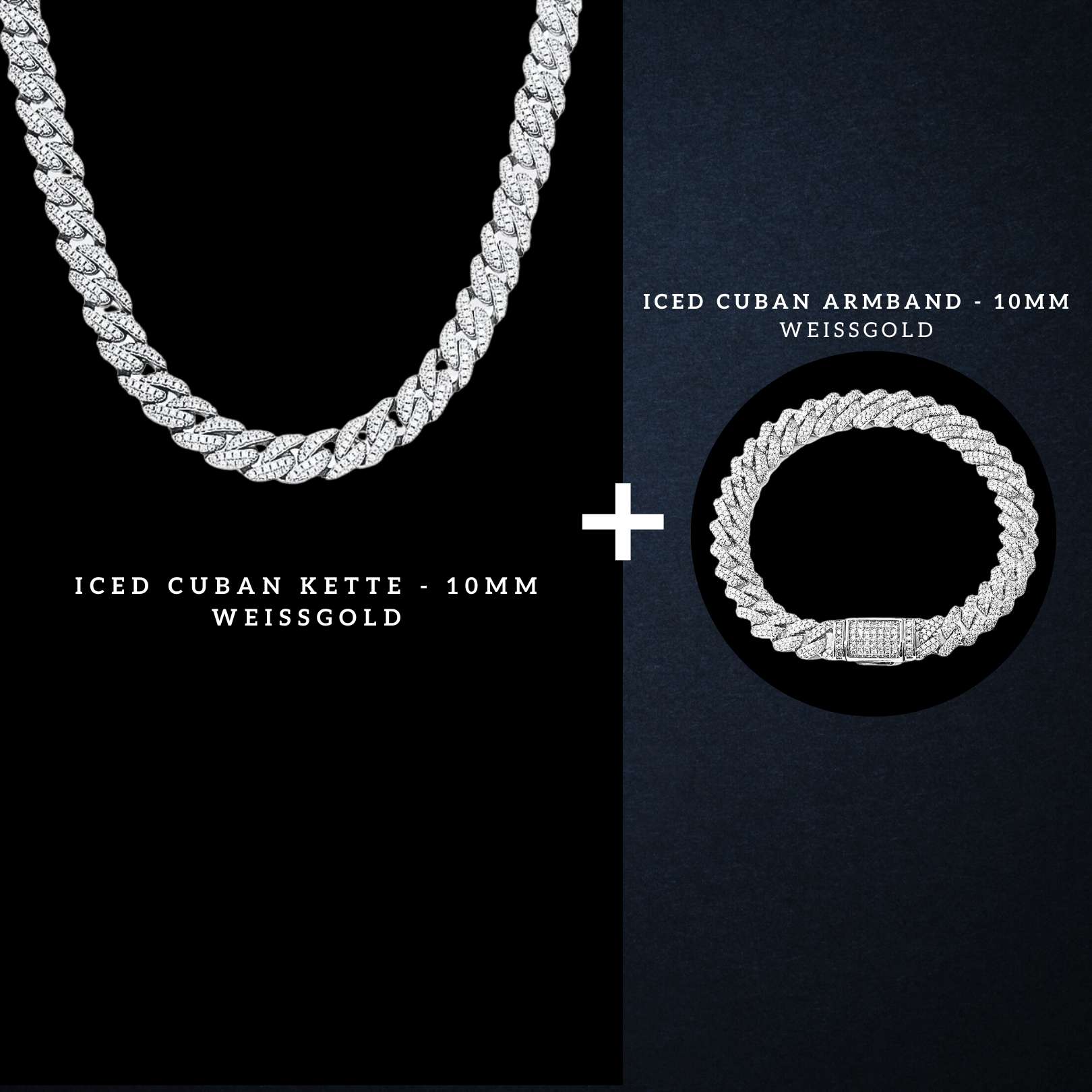 Iced Cuban Set 10MM - Weissgold