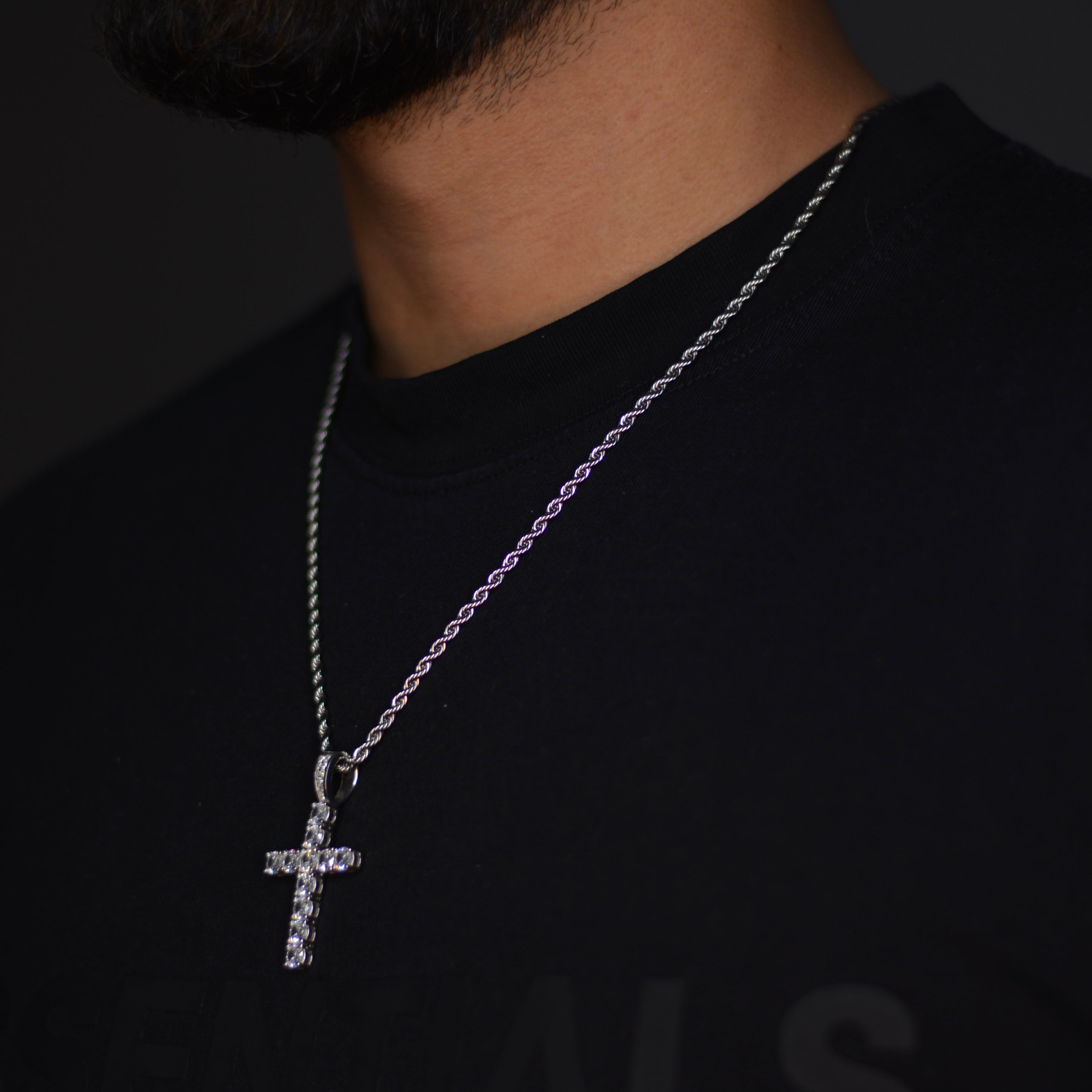 ICE KREUZ ANHÄNGER S925 - WEISSGOLD