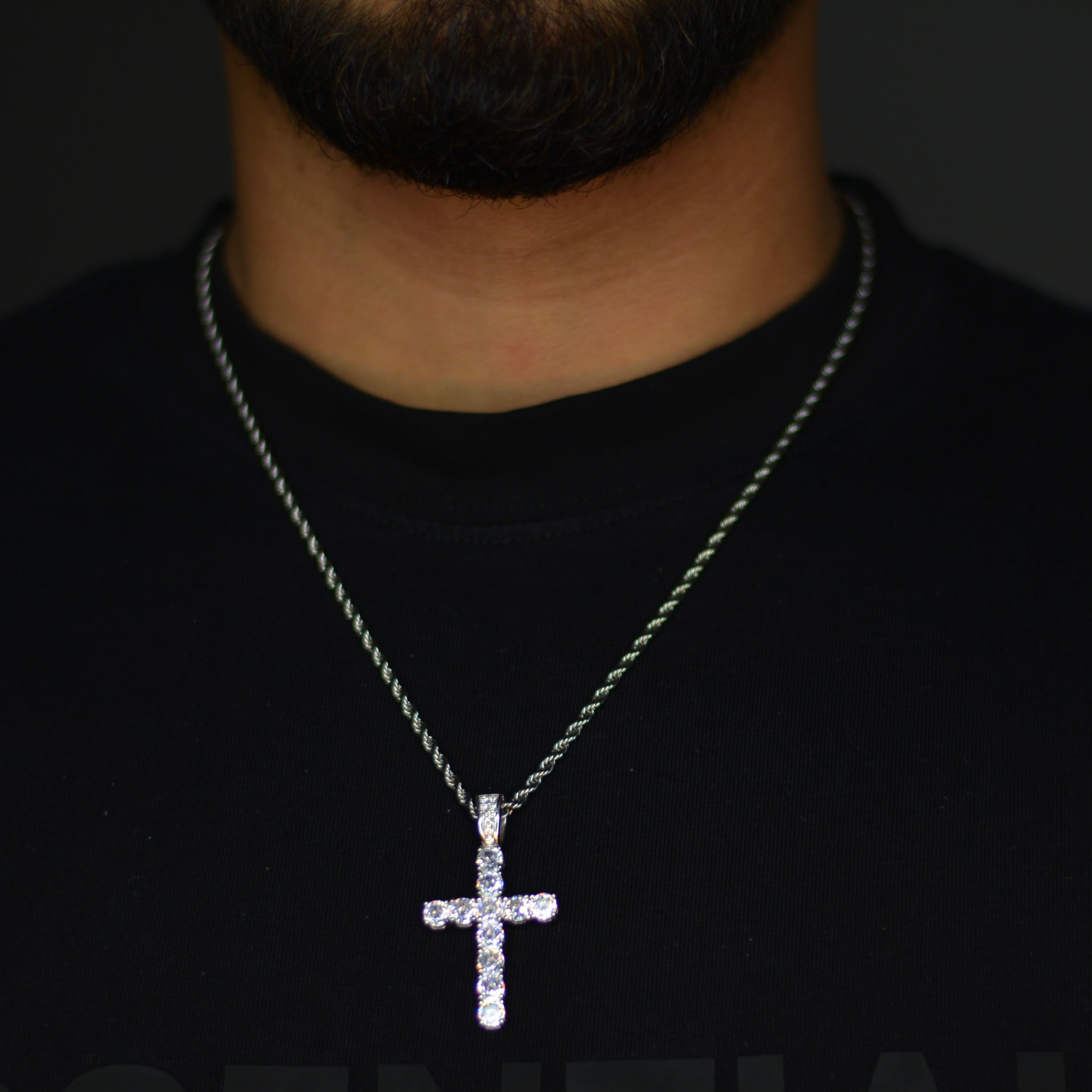 ICE KREUZ ANHÄNGER S925 - WEISSGOLD