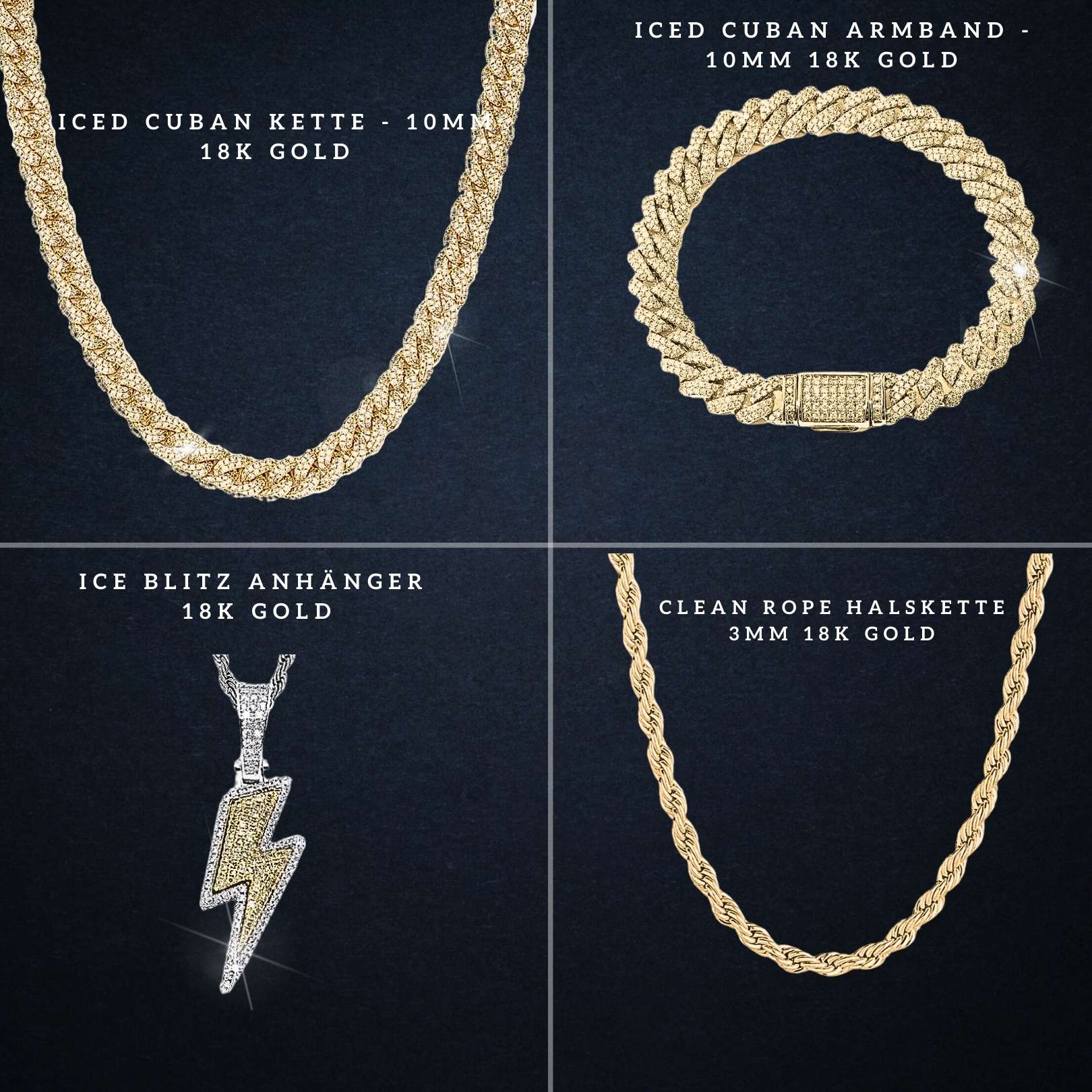 Premium Iced Cuban Blitz Set 10MM - 18k Gold