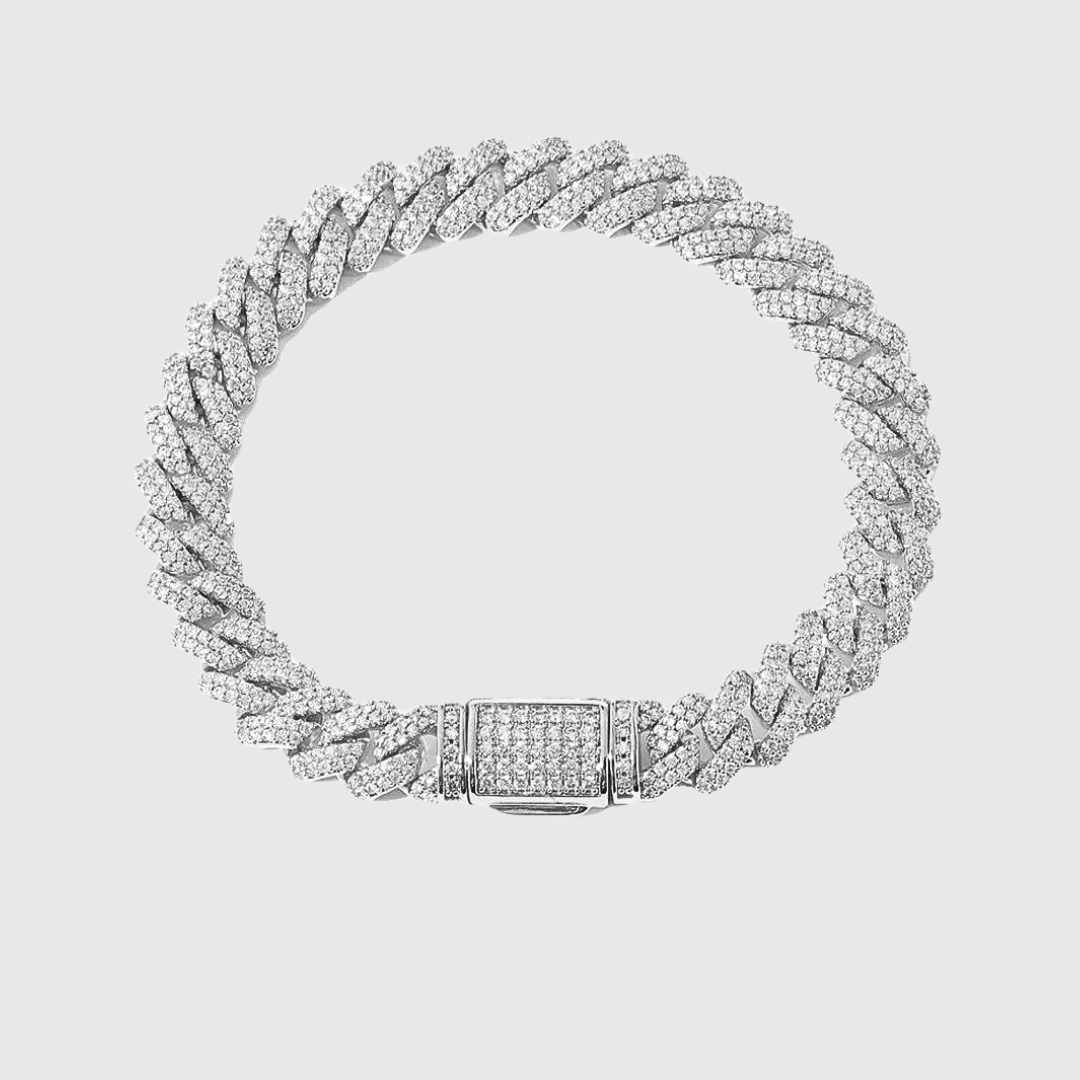 ICED CUBAN ARMBAND - 10MM WEISSGOLD